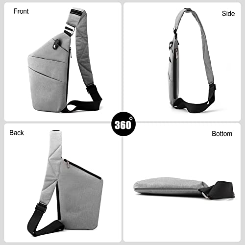 Fandare Anti-Theft Sling Bags Chest Shoulder Backpack Crossbody Bags Cover Pack Rucksack Crossbody Bag For Men Women Travel Hiking Bicycle Sport Gym Daypacks Nylon Gray A #TOP2