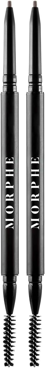 Morphe Micro Dual Eyebrow Pencil - Dual-Ended Brow Pencil Featuring a Retractable, Ultra-Precise, Pointed Tip - Richly Pigmented, Smooth-Gliding, Long-Lasting Wax Formula - Java (0.003 oz) (Pack of 2)