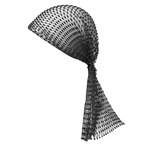 TINAYAUE Bling Hollow Headdress Veil Cap Fishnet Elastic Headband Rhinestone Mesh Headpiece Hair Hoop Crystal Turban Shining Flapper Head Wrap Scarf Accessories Women Girl