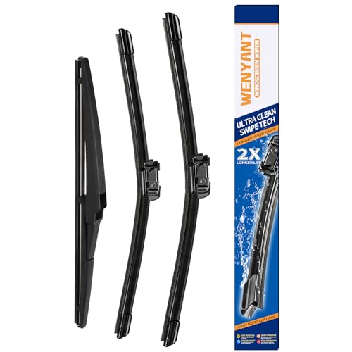 Wenyant 24"/16"/12" Windshield Wipers Compatible with Chevrolet Chevy Spark 2013-2015 Front and Rear Wiper Blades for My Car Original Equipment Automotive Replacement (Set of 3)