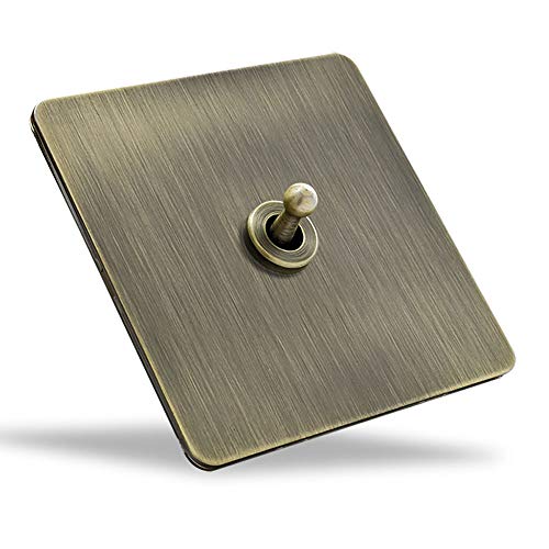 Tritow Interrupteur rétro Fait à la Main 86 Type 1-4 Gang 2 Voies Interrupteur de Commande Interrupteur Mural en Bronze Vert Interrupteur à Bascule brossé Panneau en...