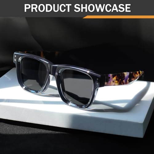 Retro Thick Square Sunglasses Men Women Chunky Rectangular Designer Frame 70s 80s Shades Eyewear3