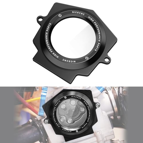 NICECNC ATV Cam Cover Black Transparent Camshaft Cap Compatible with Yamaha Raptor YFM 700 2006-2026 Raptor 700 R/SE 2009-2026 Replacement for 1S3-11185-00-00 1S3-11185-10-00 Clear Timing Cover