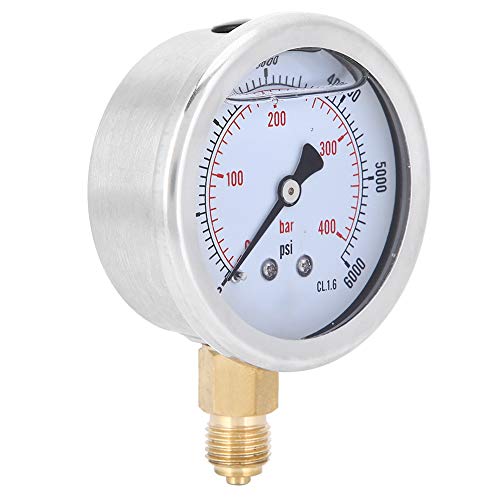 Radial Oil Filled Pressure Gauge 1 / 4BSP Thread, 0-400bar, 68mm Diameter - Durable Stainless Steel, Clear Dial, Ideal for Machinery and Industrial Use