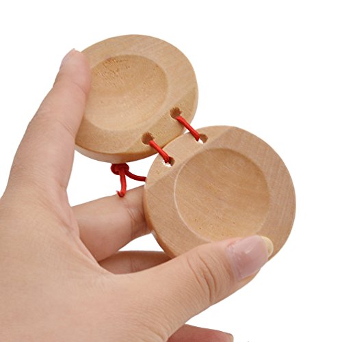 Wooden Castanets Round Finger Clappers Musical Instrument Educational Tools 1 Pair