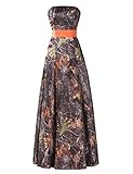 DINGZANCAMO Strapless Long Camo Bridesmaid Dresses Wedding Guest Gowns Pageant Orange 16