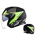 SJAPEX Professionale 3/4 Caschi Jet e Demi-Jet, Leggero retrò Harley Open-Face Motocycle Helmet con Doppia Visiera, per Motard Scooter Cruiser Biker Urbano, ECE e DOT Certificato