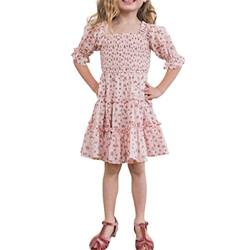 Mommy and Me Dress Matching Clothes Outfit Short Sleeve Romper Dress Floral Square Neck Maxi Dress for Mother and Daughter