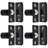 Alise Door Ball Catch,Drive in Ball Catches with Strike Plate for Closet Doors,Adjustable Tension Ball Latch Hardware,Brass and Stainless Steel Black,Pack of 4