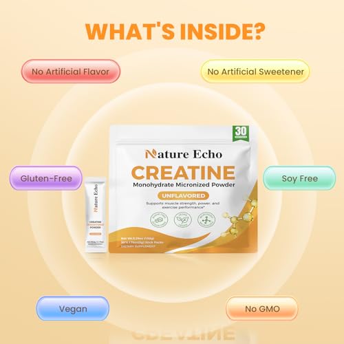 Image of Creatine Monohydrate Micronized Powder 30 Single-Serve Packs 5g | Clean, Unflavored 5000mg Creatine Travel Packs for Men & Women to Muscle Growth, Vegan, Gluten-free, no Sugar