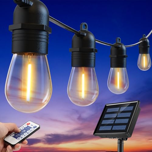 15M Guirnalda De Luces Para Exterior Con Control Remoto Y 15+1 Bombillas S14, Luces Solares Para Exterior Jardin, Focos...