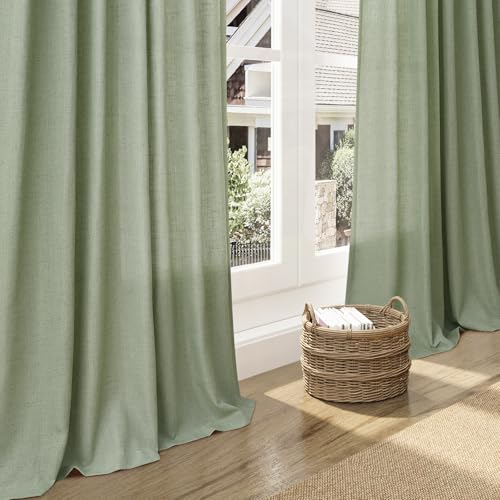 Nanspring Light Sage Linen Curtains 84 Inch Length 2 Panels Set for Living Room Rod Pocket Back Tab Light Filtering Window Drapes for Bedroom Dining Room Protect Privacy Country Farmhouse Decor 52x84 by Nanspring - Image 6