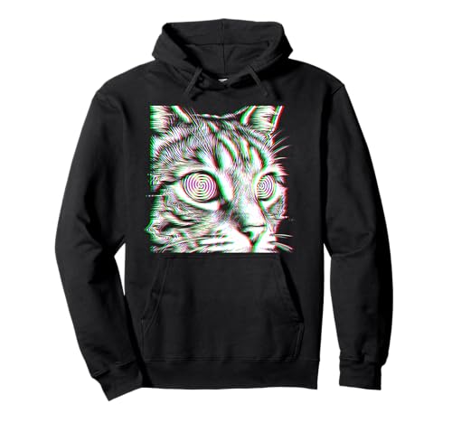 Glitch Cat Rave Party EDM Techno House Music Pullover Hoodie