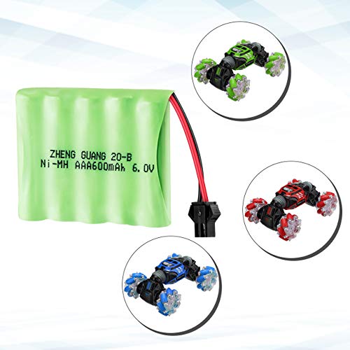 [Special Battery] Powerextra 6.0V 600Mah Rechargeable Ni-Mh Battery With Usb Charger Cable Only For Powerextra Rc Stunt Car - Blue Red Green Monster #TOP5