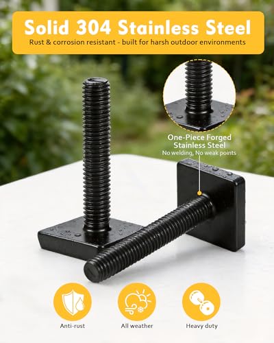 Image of T Slot Bolts for Roof Rack Cross Bars, Platform, Cargo Basket, Stainless Square T Track Bolt Adapter to Secure Bike /Ski /Kayak Rack, Solar Panel, Awning, 4mm Thick