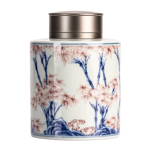 Ceramic Tea Storage Jar - Hand-Painted Floral Design with Sealed Alloy Lid for Kitchen and Home Decoration