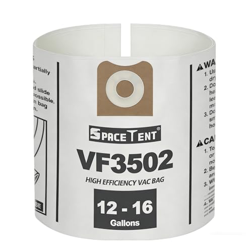 5 Pack VF3502 Replacement for Rigid Shop Vac Bags Size A compatible with RIDGID 12-16 Gallon Wet/Dry Vacuums High Efficiency Heavy Duty Dust Filter Bags Part# 23743