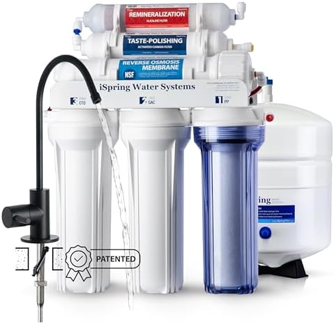 iSpring RCC7AK-BLK, Certificado NSF/ANSI 58, Ósmosis Inversa Dome...