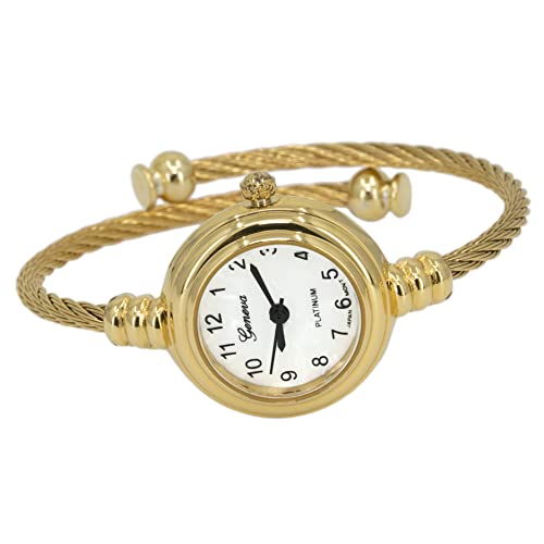 Blekon AN-6581-GLD-4 Original Elegant 23Mm Round Analog Display Watch For Women With Arabic Numerals And Cable Cuff Bangle thumb #3