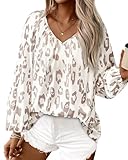 Zenlonr Womens Fall Tops Dressy Casual 2025 V Neck Satin Silk Printed Shirts Boho...