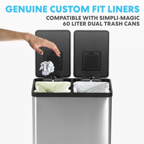 Image of Simpli-Magic 8 Gallon Drawstring Trash Bags, Code A, 120 Pack - Tall Kitchen Garbage Bags, Custom Made with Premium Materials (White)