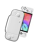 tomtoc Carrying Case for Hori Nintendo Switch Split Pad Compact, Hard Shell Protective Travel Bag with 10 Game Cartridges, Split Pad Fit Controllers case, Shockproof, Lightweight, Portable, White