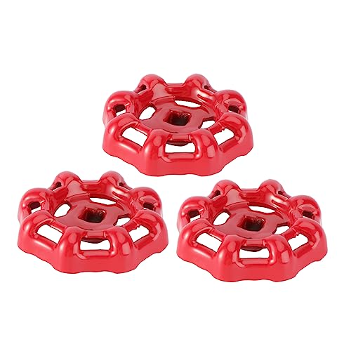 IWOWHERO 3pcs Red Cast Iron Valve Handwheel Handles Hand Wheel for Water Shut Off Knobs