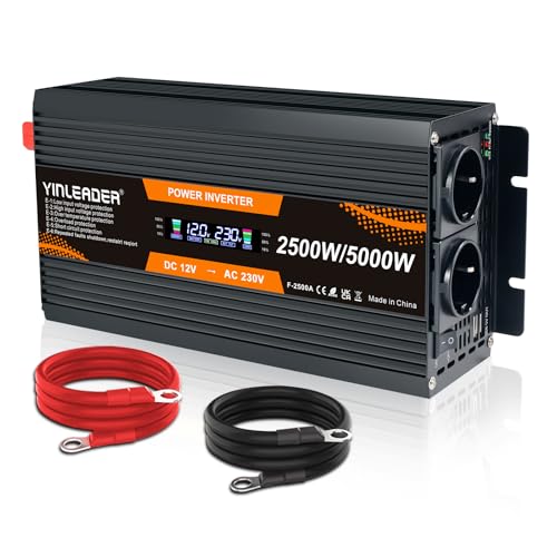 Yinleader - Convertidor de Potencia (12 V, 220 V, 2500 W, 5000