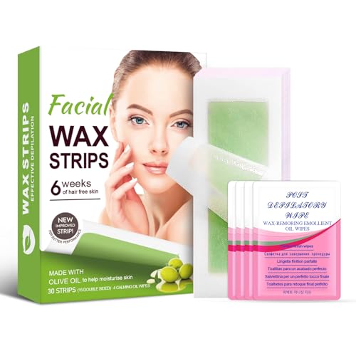 LBOYLOVE 30 Pcs Facial Wax Strips for Women No-Heat Wax Strips 98% Natural Formula Hypoallergenic for Sensitive Skin Gentle & Quick for Face Eyebrows Upper Lip Chin Legs & Bikini Line