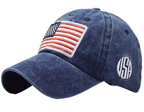 Image of American-Flag-Embroidery-Baseball-Cap for Men Women Low Profile Adjustable Dad Hat Washed Vintage Patriotic Hat