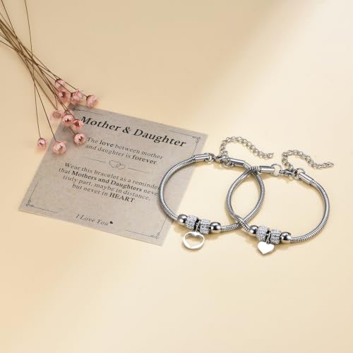Image of Yonhon Mother Daughter Bracelet Necklace for 2 /3 /4, Mother Daughter Matching Keychain Set