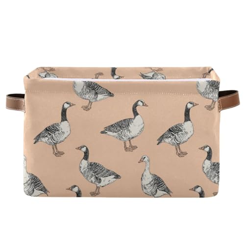 Image of Aslsiy Storage Basket Funny Geese Nursery Bins Apricot Baby Box Canvas Clothes Shelf Basket Laundry Hamper Gift Basket for Home Closet 1 Pcs