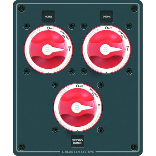 Blue Sea Systems DC Parallel Circuit Battery Switch Panel Vertical Panel DC Parallel 3 Switches Vert