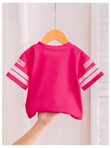 MakeMeChic Girl's Letter Graphic V Neck Tee Shirt Short Sleeve Summer Jersey Top2