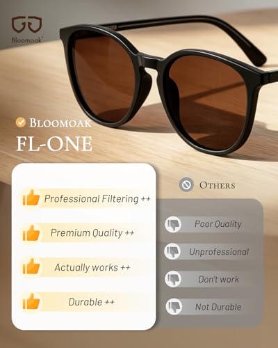 Image of Bloomoak Rose Migraine Glasses, FL-Flex Light Sensitivity Relief Glasses for Fluorescent LED Glare /Photophobia /Eye Strain