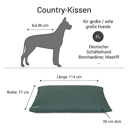 Doctor Bark Country Hundekissen Große Hunde Waschbar - Hundebett Weich - Liegekissen Kuschelig Pflegeleicht - GreenLabel (Country-Kissen - XL, Grün)