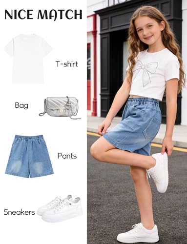 Short pour fille Y2K style baggy en denim stretch confortable