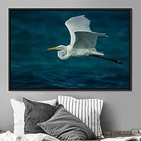 Framed Canvas Wall Art Soaring Bird Aerial Beach Birds Cool Multicolor Photography Realism Relax/Calm Single - 16x24 inches