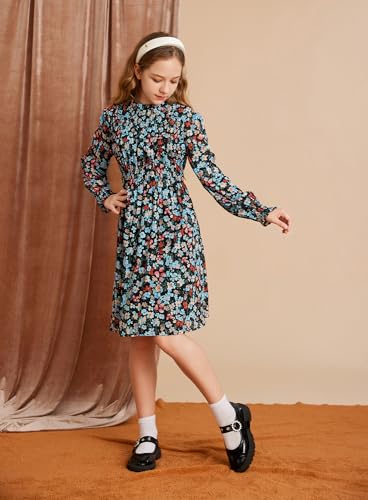Image of GRACE KARIN Girls Long Sleeve Floral Dress Fall Winter Casual Dresses 6-14Y