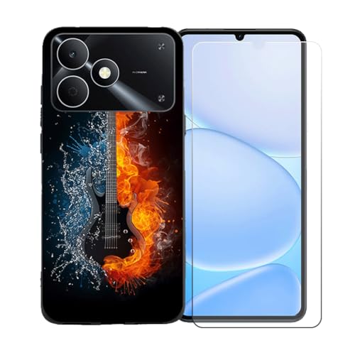 CongJiaLingXi�P�[�X�K�p�� Realme Note 80 (6.74") + �������ꂽ�K���X�X�N���[���v���e�N�^�[�A�_��ȃV���R�[���V�F���o���p�[TPU�ی�J�o�[�̂���,BST16