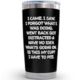KLUBI Birthday Gifts for Women Men - I Came I Saw I Forgot Tumbler 20oz Black Gag Gifts Funny Adult Grandpa for Him Drinking Cups for Elderly Senior Citizen 65th Birthday Gifts, 75th, 40th, 50th, 60th