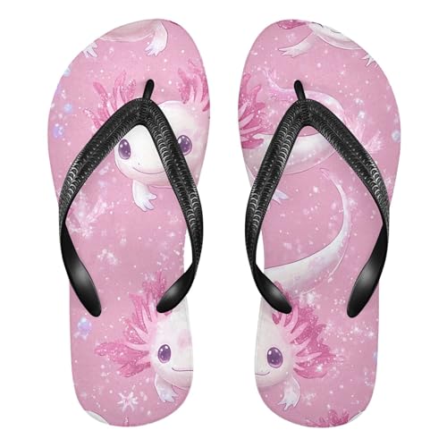 Burbuja Kawaii Axolotl Flip Flops for Women Men, Soft Thong Sandals Rubber Slippers for Pool Beach Essentials