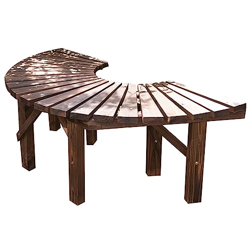 Banc de patio en bois de sapin assise incurvée pour aménagement de parc et cour