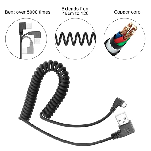 YACSEJAO 90 Degree Coiled Micro USB Cable - Image 2