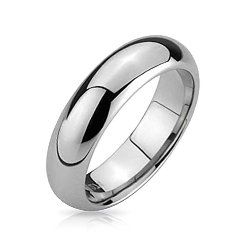 Bling Jewelry Domo Banda Boda Parejas Pulido Anillo De Tungsteno para Los Hombres De Las Mujer Y Ajuste Confort 5Mm Tono Plata
