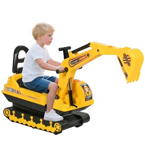 HOMCOM Ride-On Excavator Toy for Toddlers 18-48 Months