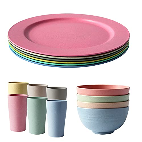 Greenandlife Dishwasher & Microwave Safe Wheat Straw Dinner Plates,Cereal Bowls,Cups Dinnerware. #TOP8