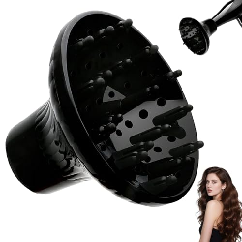 GXGM Difusor Capelli Ricci En Negro, Regolable, Ideal Para Todos I Capelli, Diámetro Dell'Ugello Da 4 A 4,8 cm