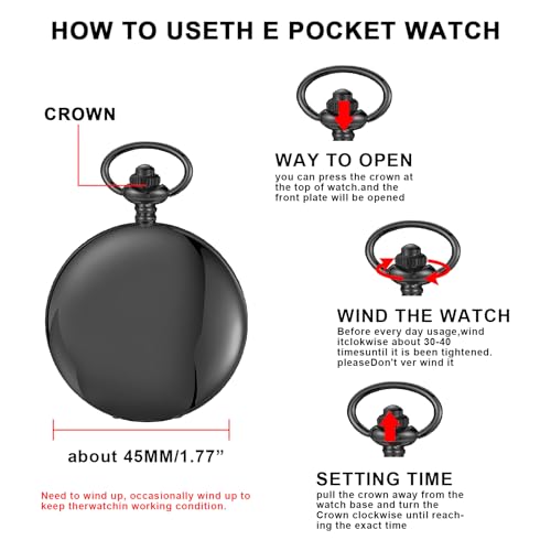 Image of Men's Mechanical Pocket Watch Black Rudder Pattern Double Open Hollow Roman Numerals Pocket Watch