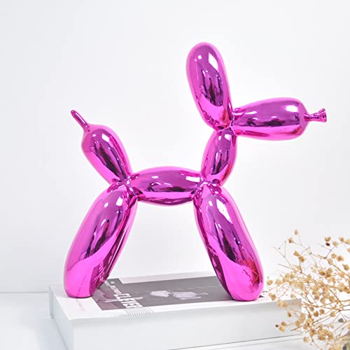 Standing Shinny Balloon Dog Metallic Finish Sculpture Animals Collectible Figurines Fashion Art Resin Craft Living Room Ornament Modern Desktop Decorations Home Décor (9.8”H X 3.5”W X 9.8”L, Purple) #TOP3